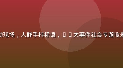 城市广场上大规模社会运动现场,人群手持标语,51大事件社会专题收录,黄昏逆光拍摄震撼感强